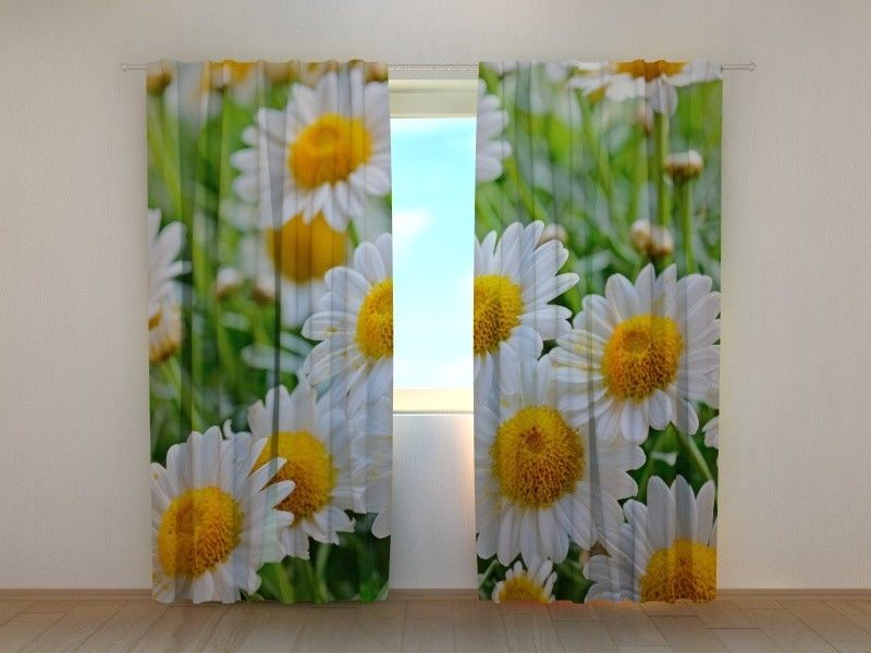 Curtain White Chamomiles Wellmira Custom Made 3D Printed Floral Bedroom Flowers