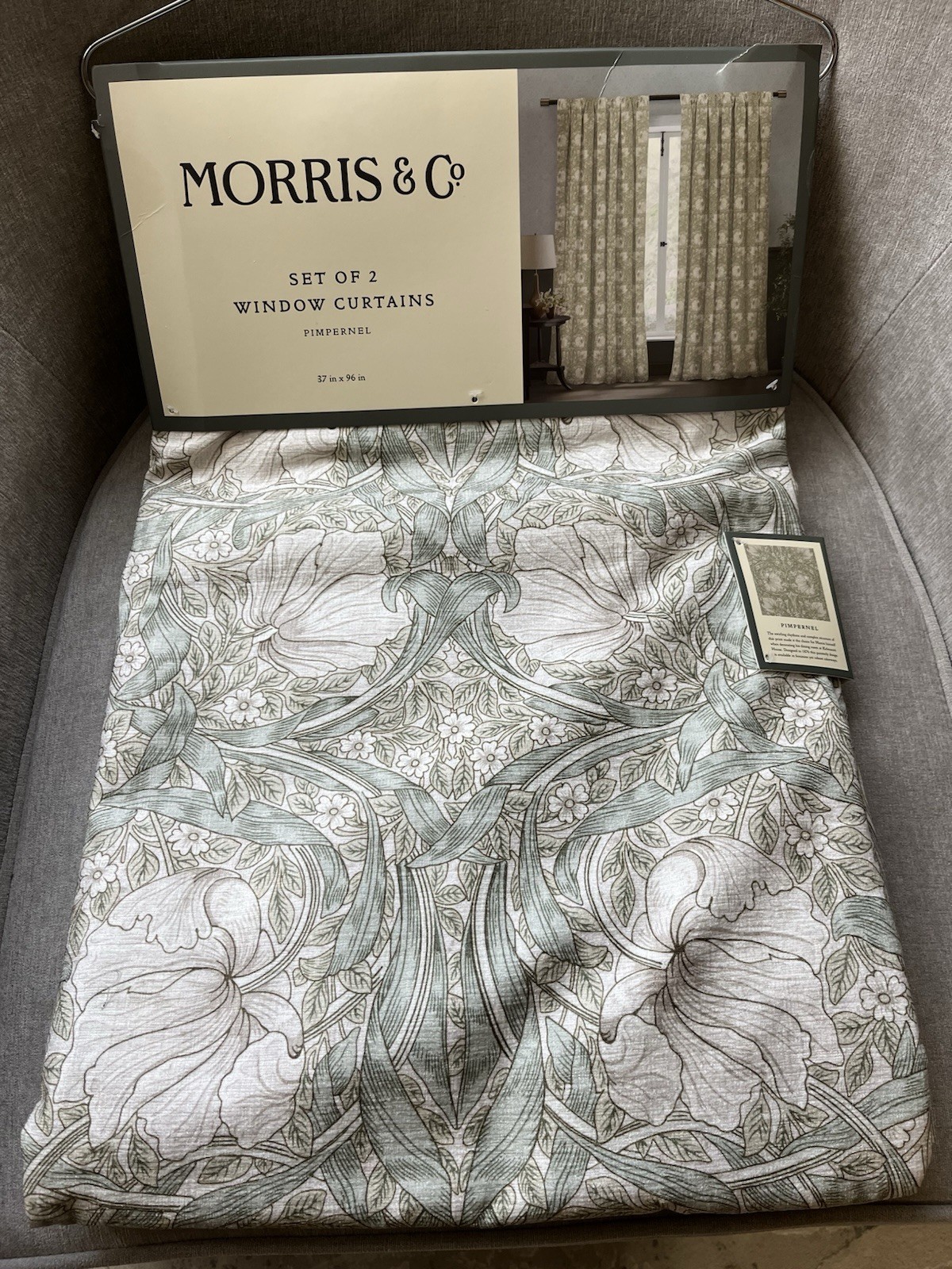 Morris & Co Pimpernel Window Drapes Panels Set Of 2 Size 37” x 96” Nwt