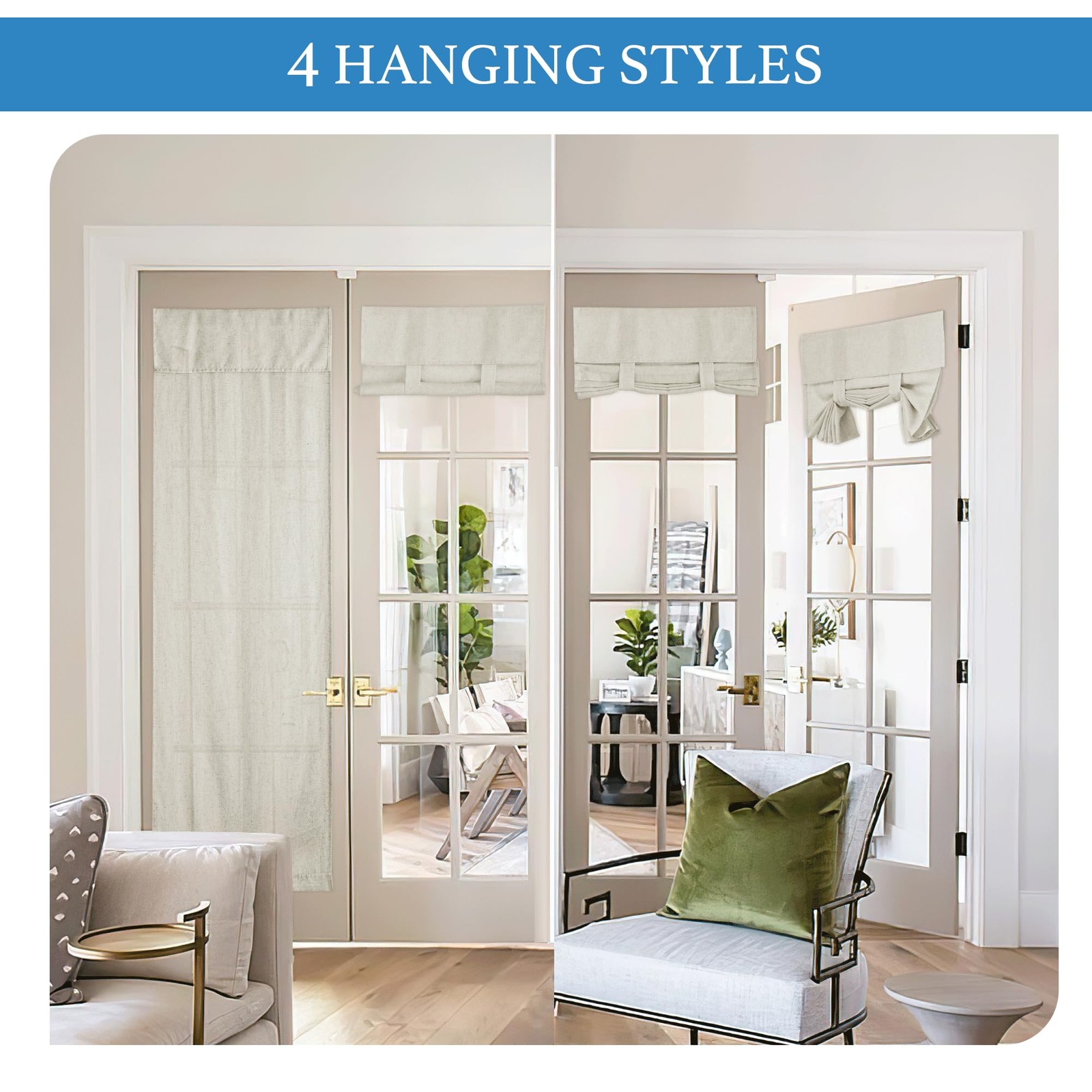 Natural Linen Blended French Door Curtain Privacy Light Filgtering Tricia Win…