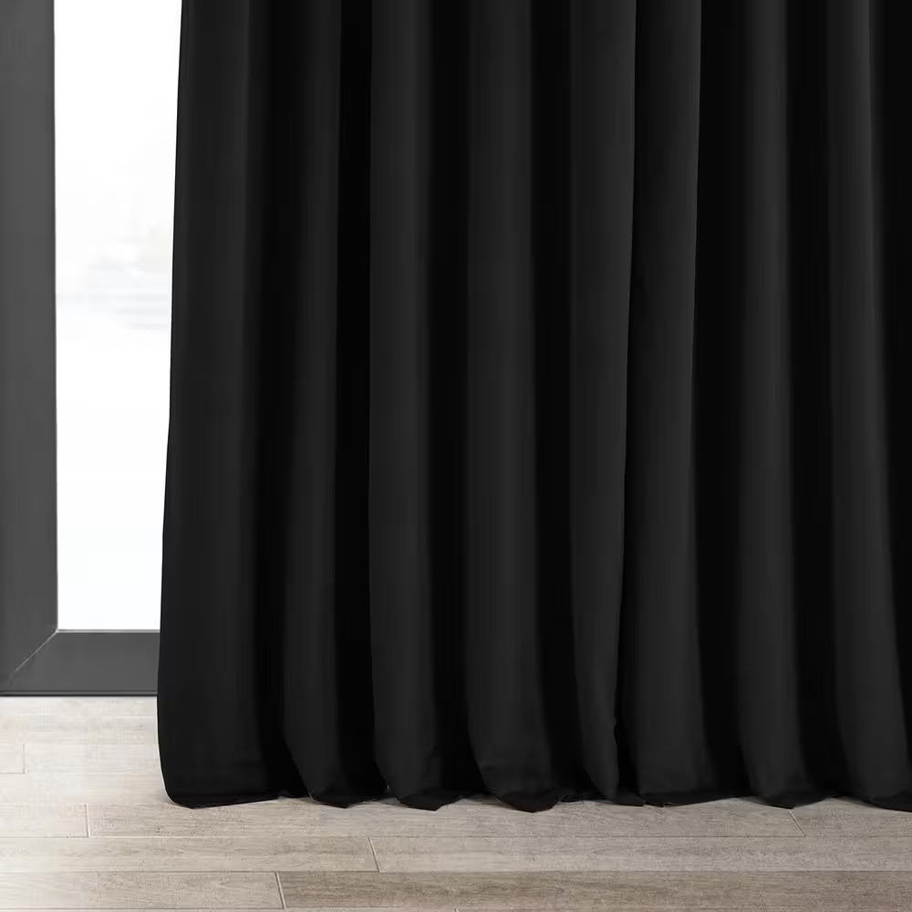 Black Extra Wide Velvet Rod Pocket Blackout Curtain – 100 In. W X 108 In. L (1 P