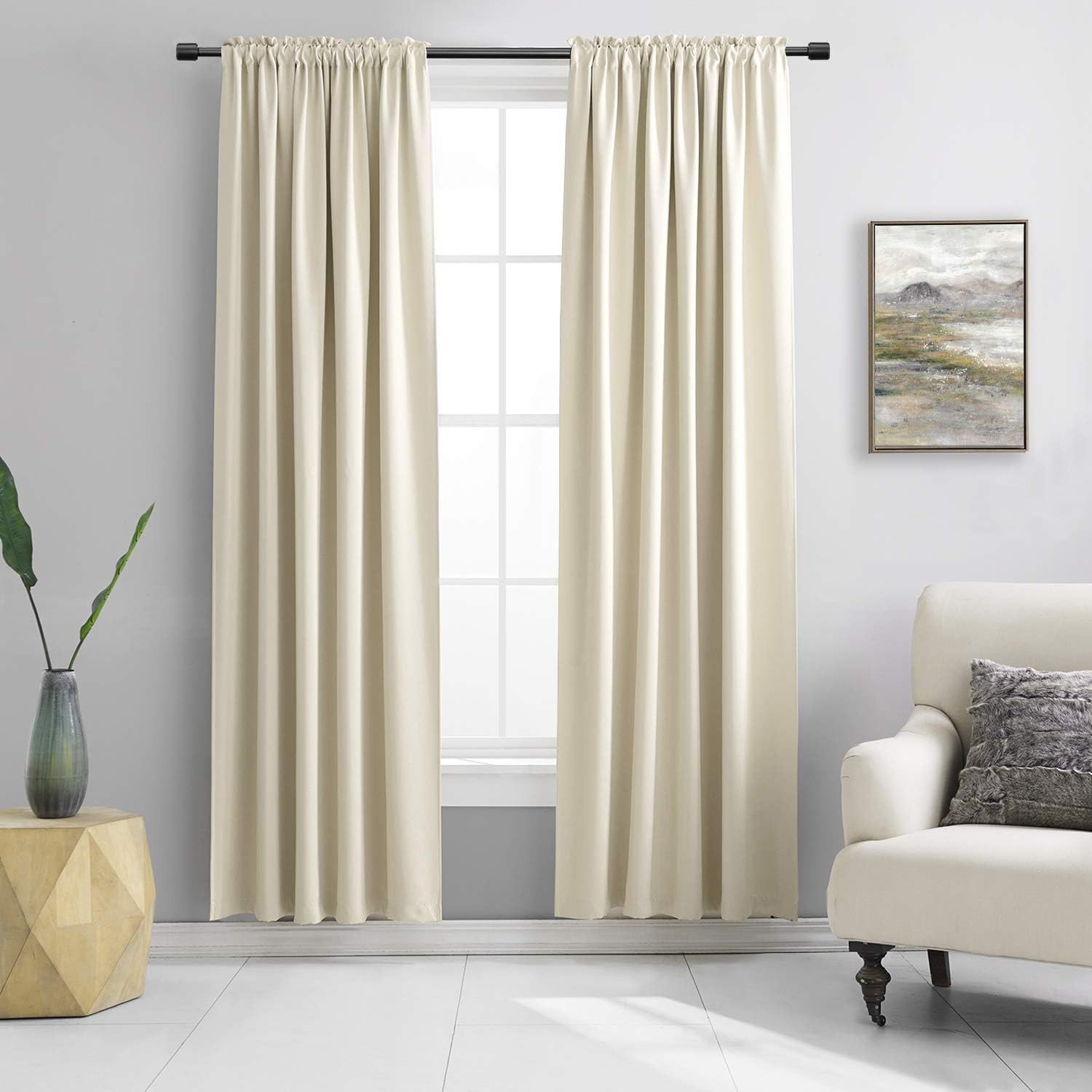 Beige Room Darkening Curtains for Bedroom – 52 x 90 Inch