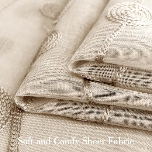 Sheer Curtains 52 X 96 Inches Length 2 Panels 52″W x 96″L (Pack of 2) Taupe