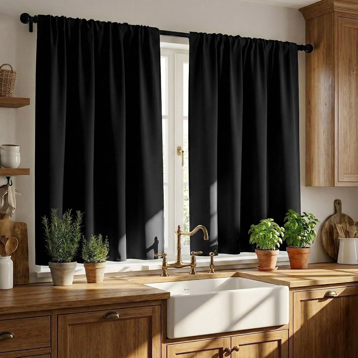 Set of 2 Short Blackout Cafe Curtains 36in Length, W42 x L36 – Classic Charm