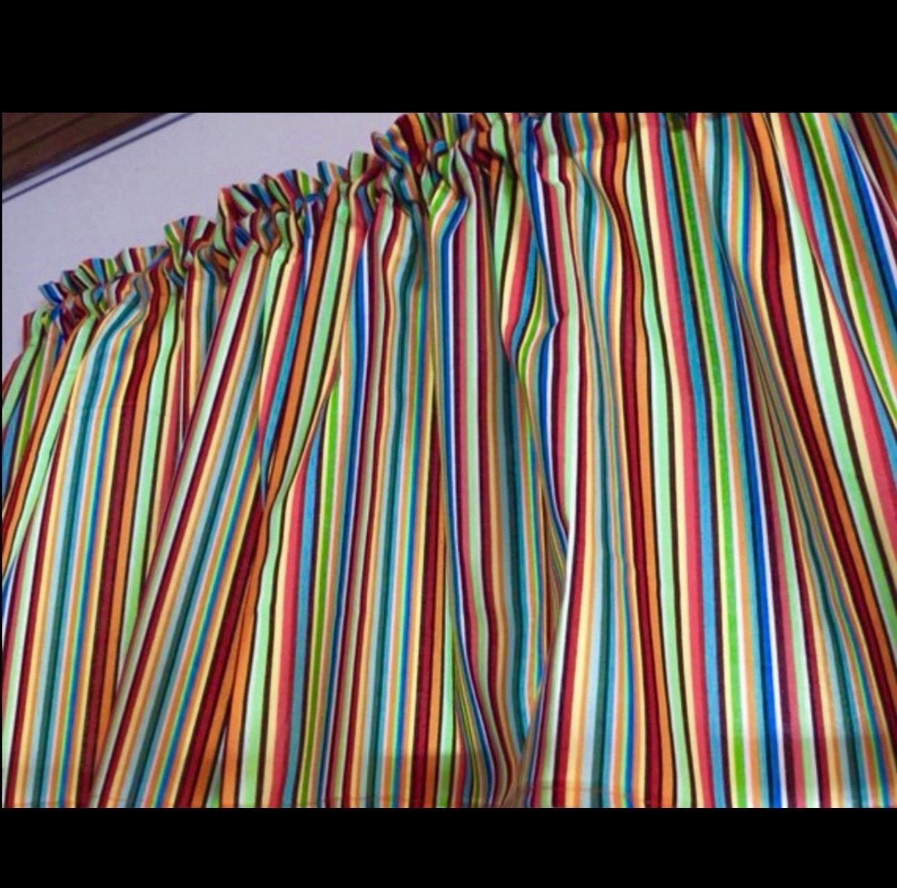 NEW Striped Cotton Curtain Panels Handmade/ Tiebacks 42x45in/4 panels