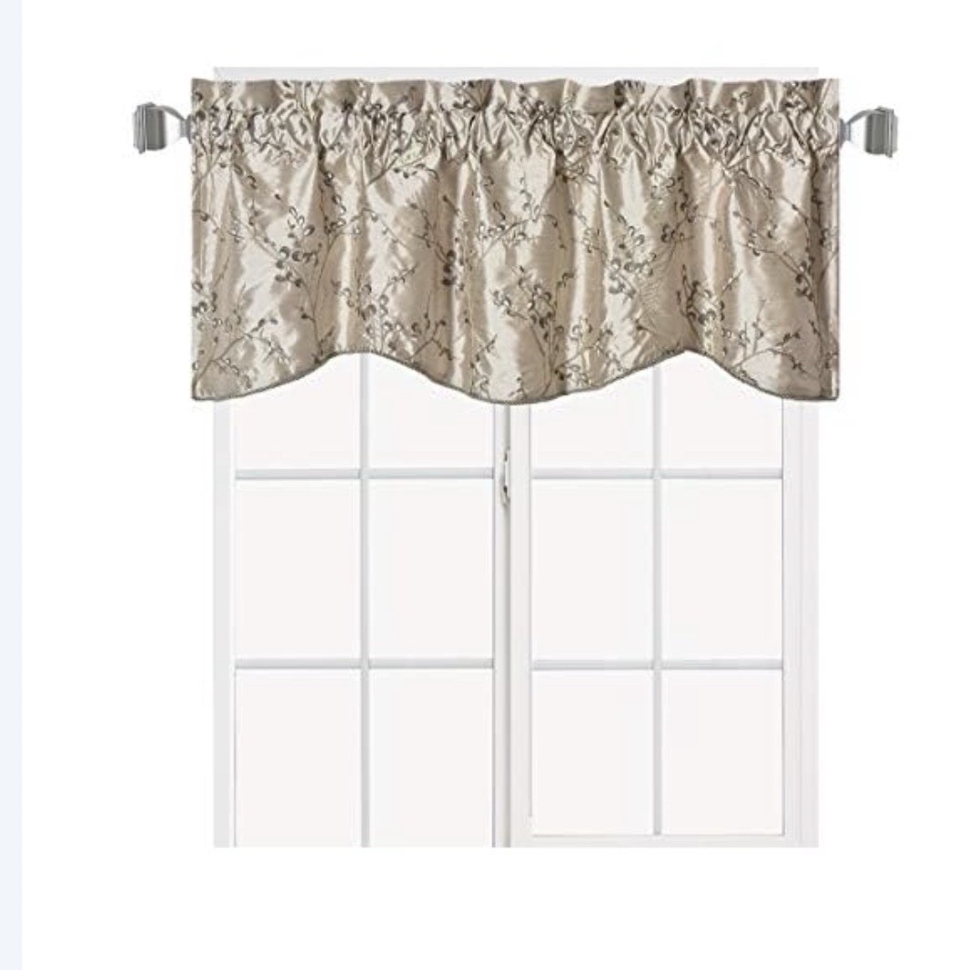 (Set Of 2) Royal Tradition Chloe One Lined Valance 52 in W X 17 in L Beige