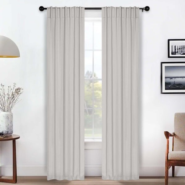 Superior Solid Premium Curtains 2 Blackout Rod Pocket Top Pannels Chrome 26″X84″