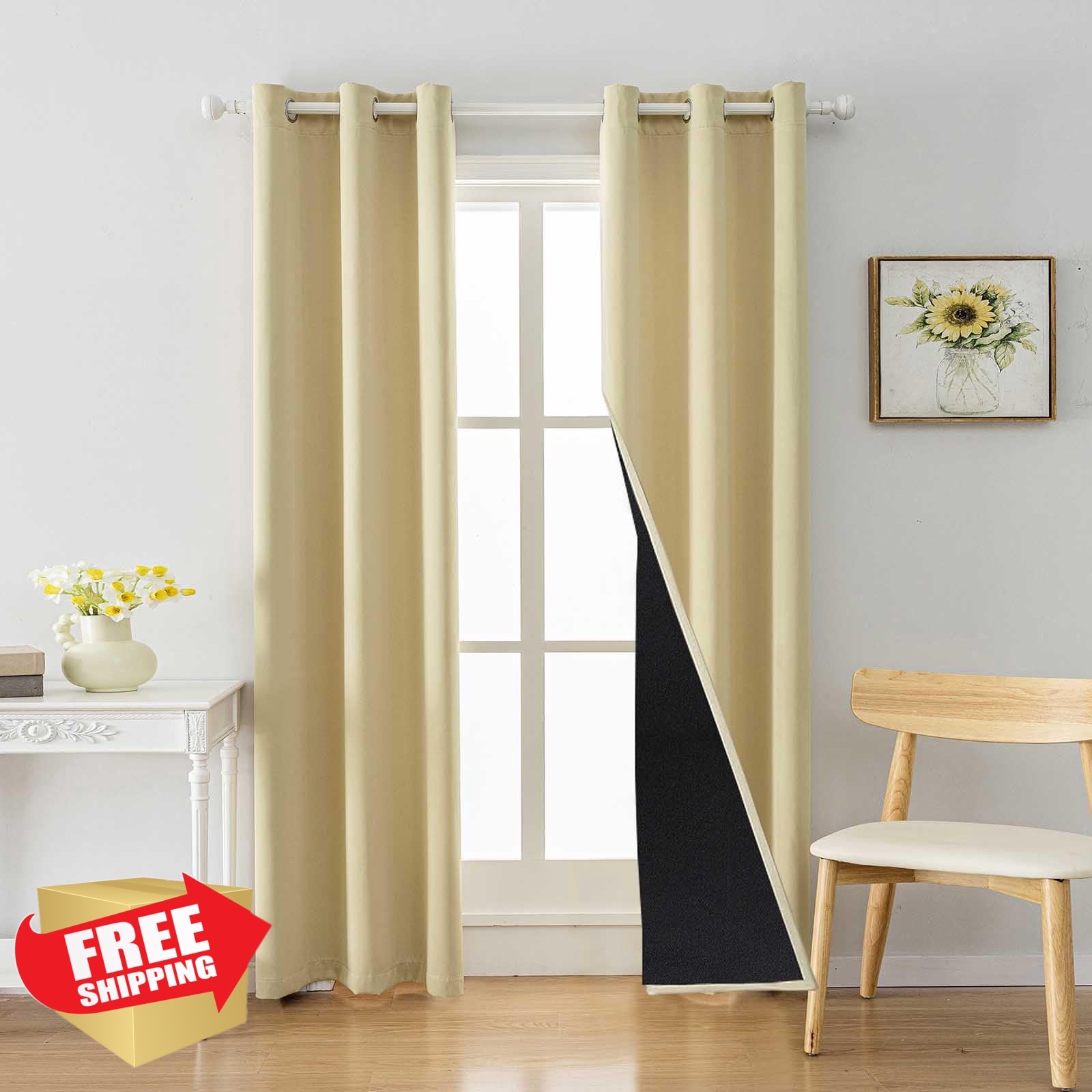 Anytime Curtain Beige 37″W x 84″L 2 Panels