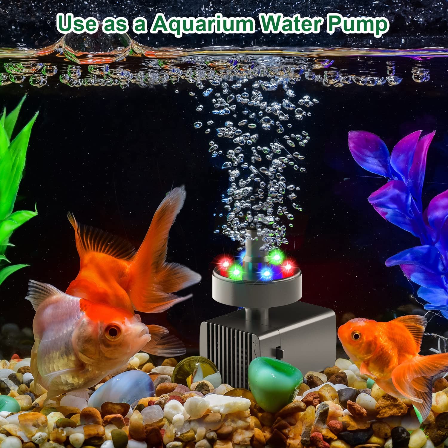 24hours Working Bird Bath Fountain Pump Adjustable Quiet Water Pump With Led Lig