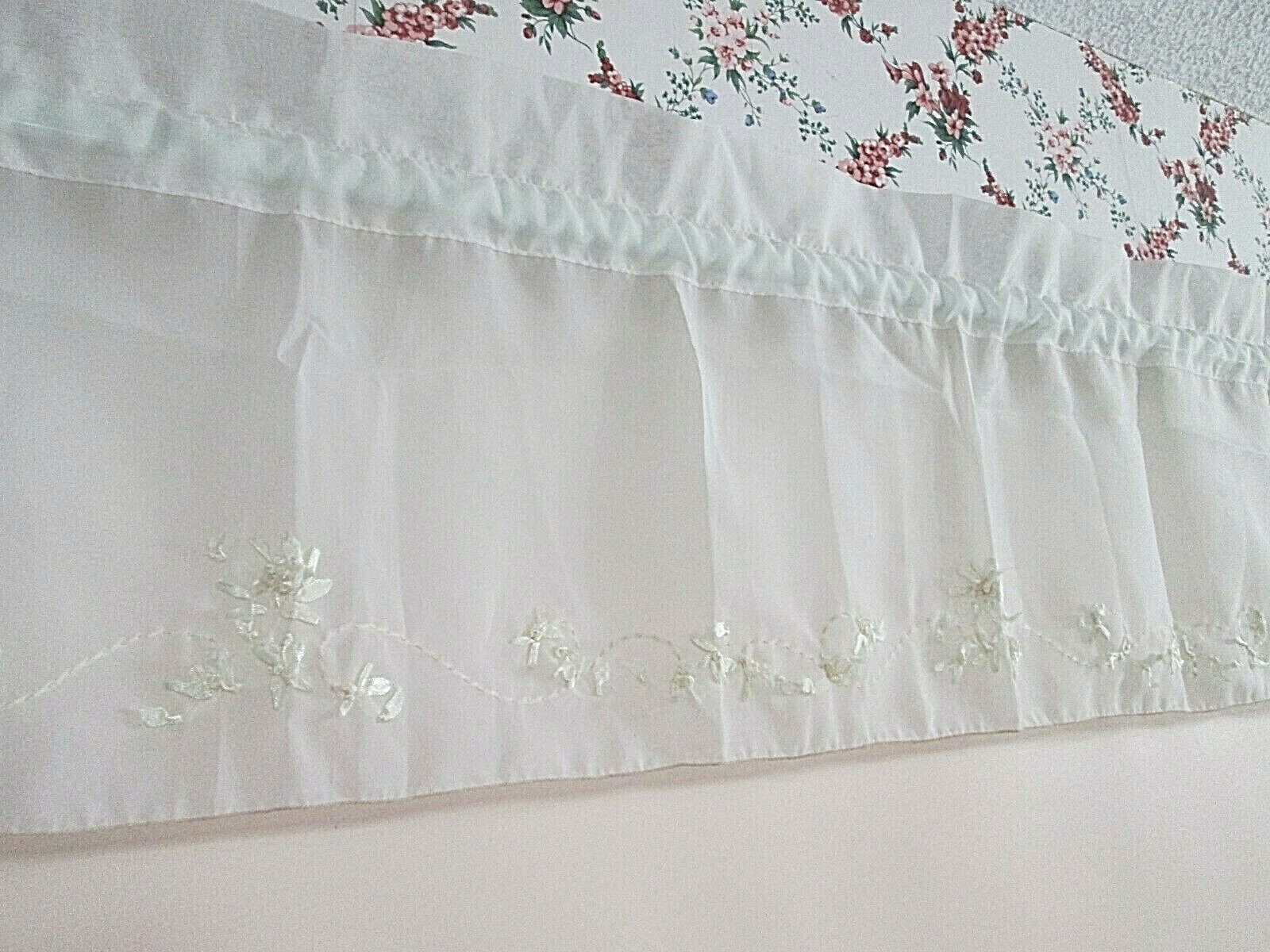 L 60″ x W 13″ Sheer Rod Pocket Valance with Ribbon Embroidery