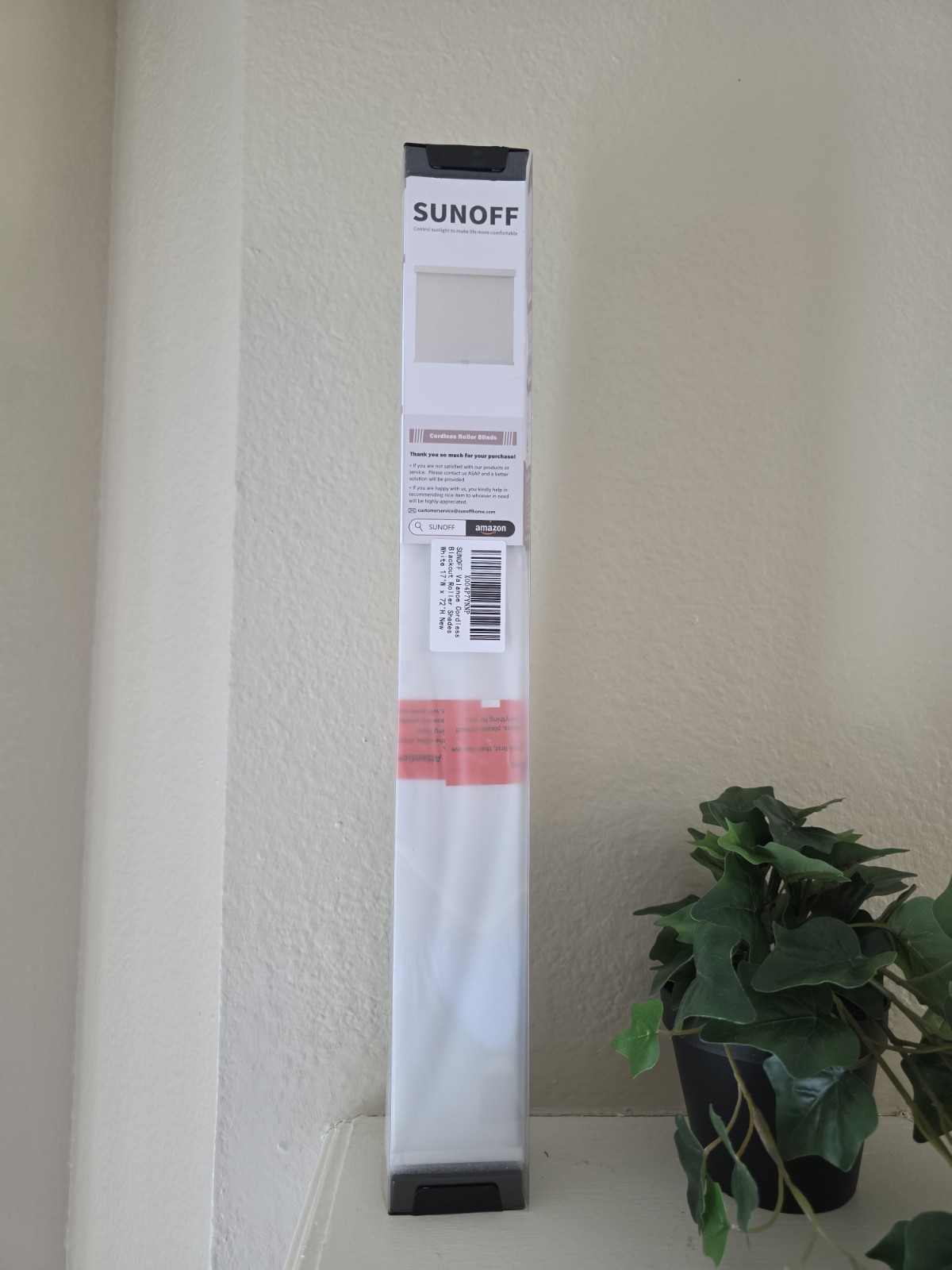 SUNOFF Cordless Blackout Shades Blinds for Windows Pull Down 17″W x 72″H WHITE