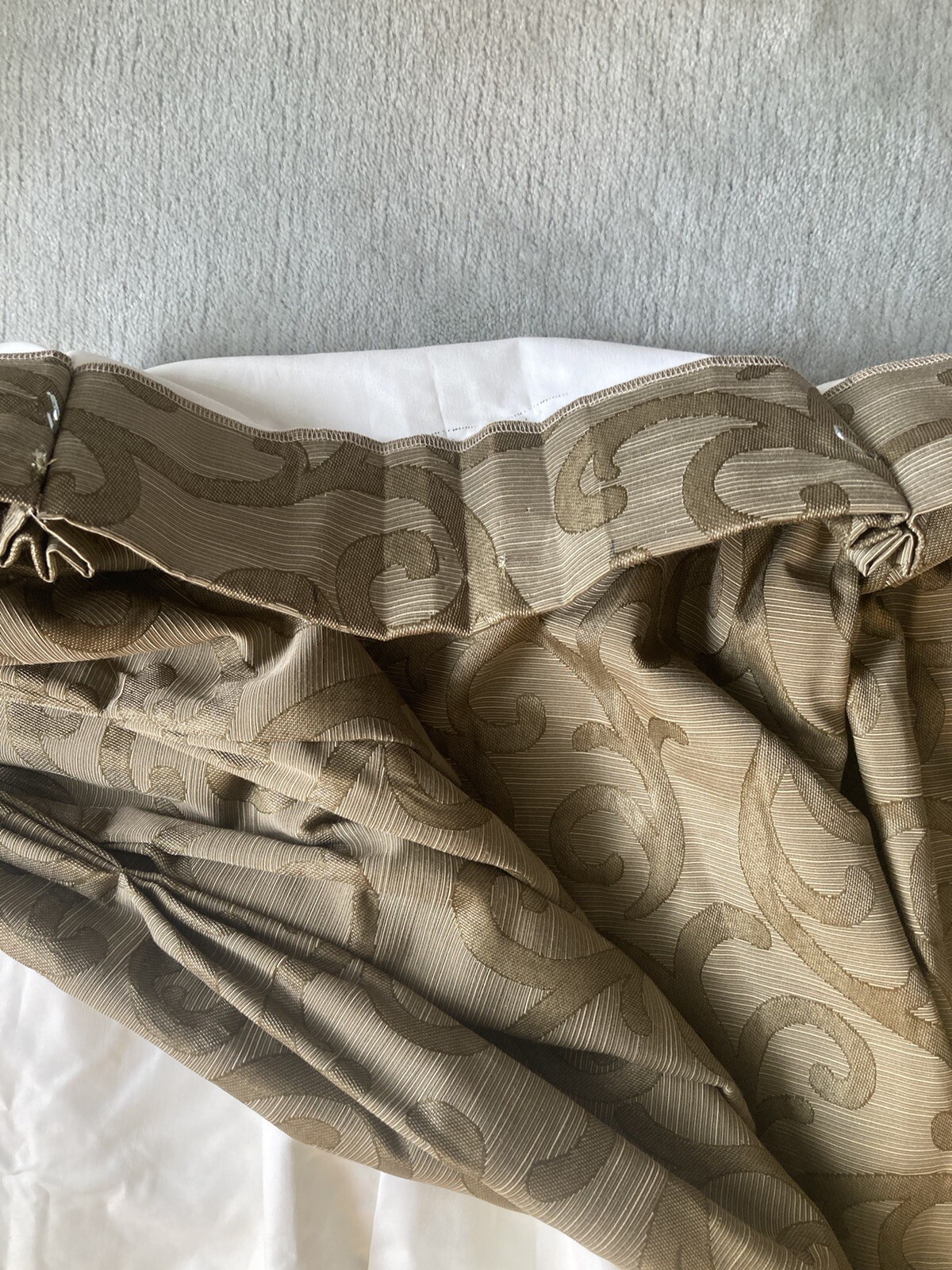 Custom Drapes Moss Green Golden 185”W x 99”L Triple Pinch Pleats Blackout Lined