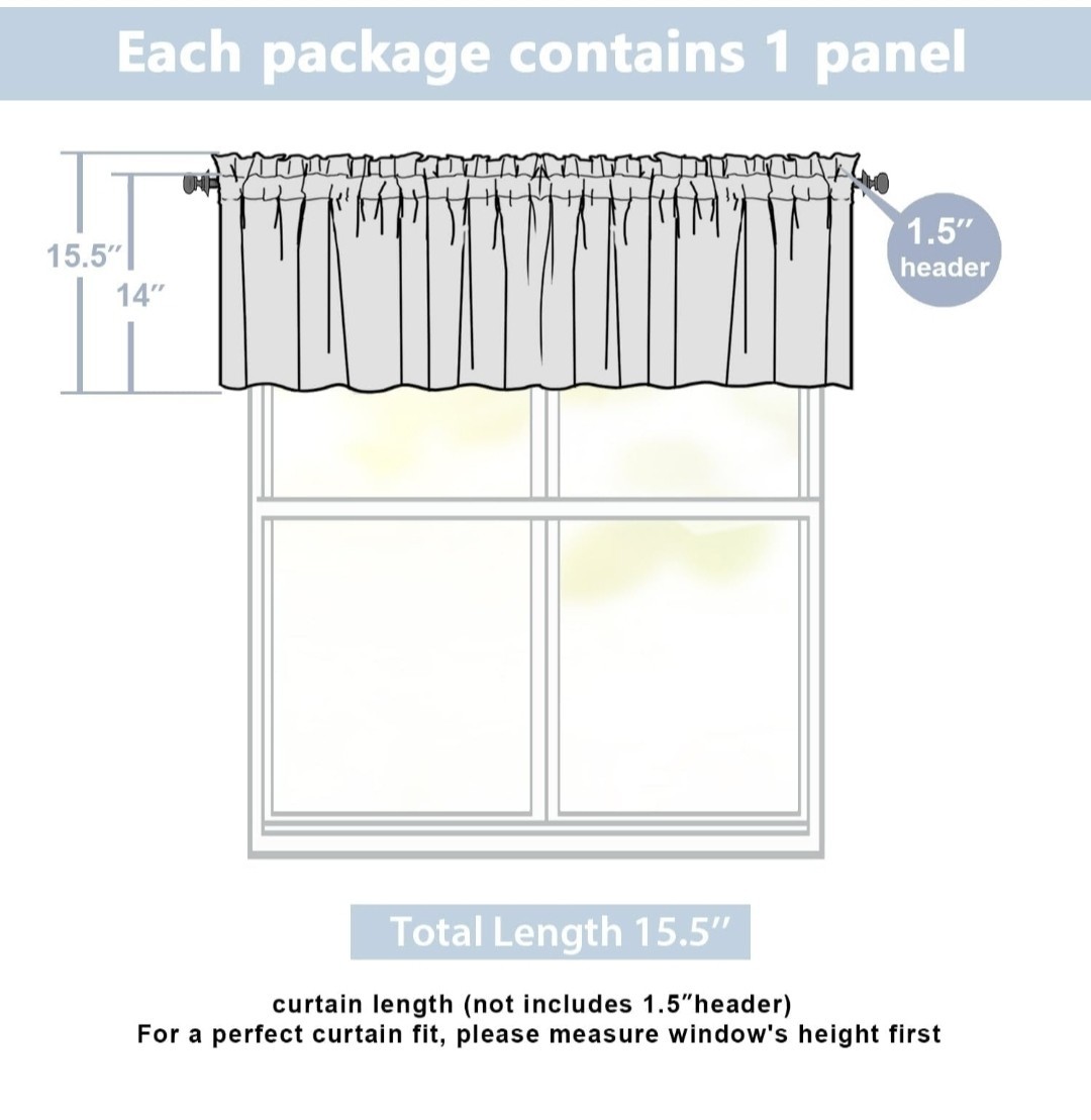 Lecloud Light Filtering Valance 60W x 14L Faux Linen Textured NIB Beige
