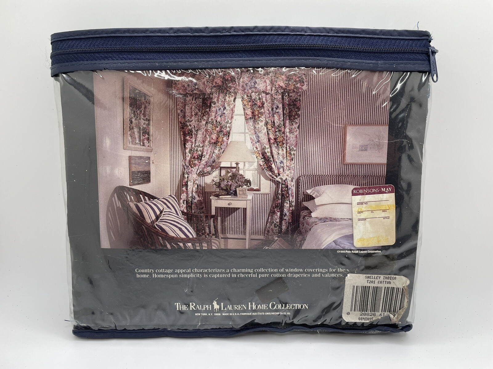 VTG 1995 Ralph Lauren Home Collection Shelley Indigo Valance 84″x15″ Blue White