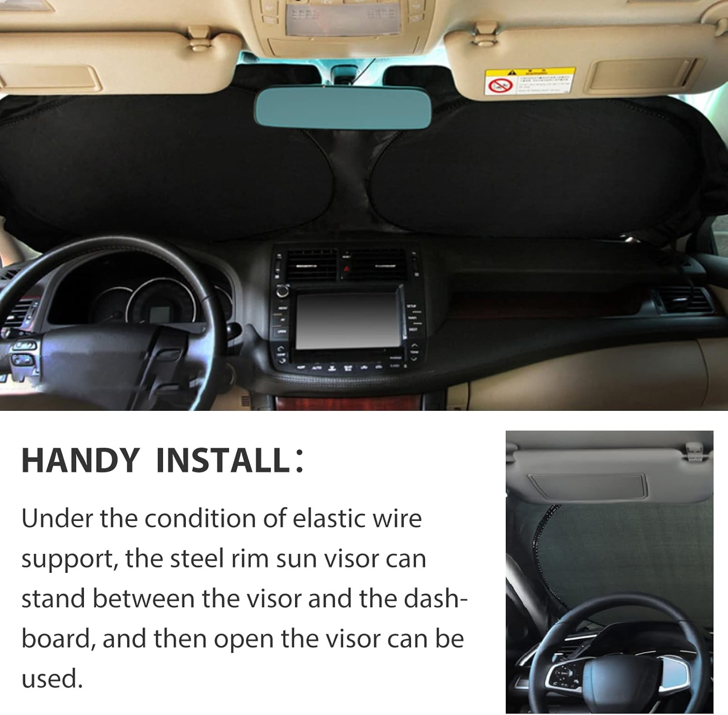 Windshield Sun Shade with Storage Pouch for Suvs, Durable 190T Polyester Sun Shi
