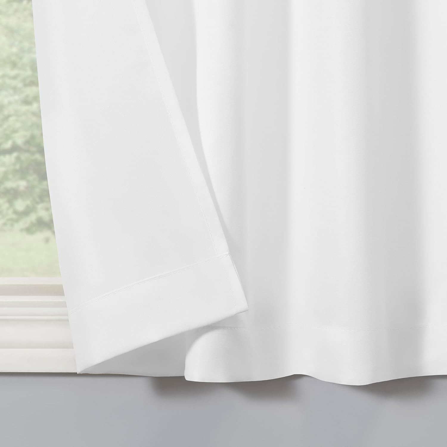 Martine Semi-Sheer Microfiber Kitchen Curtain Set, 54” x 36”, White Elegance