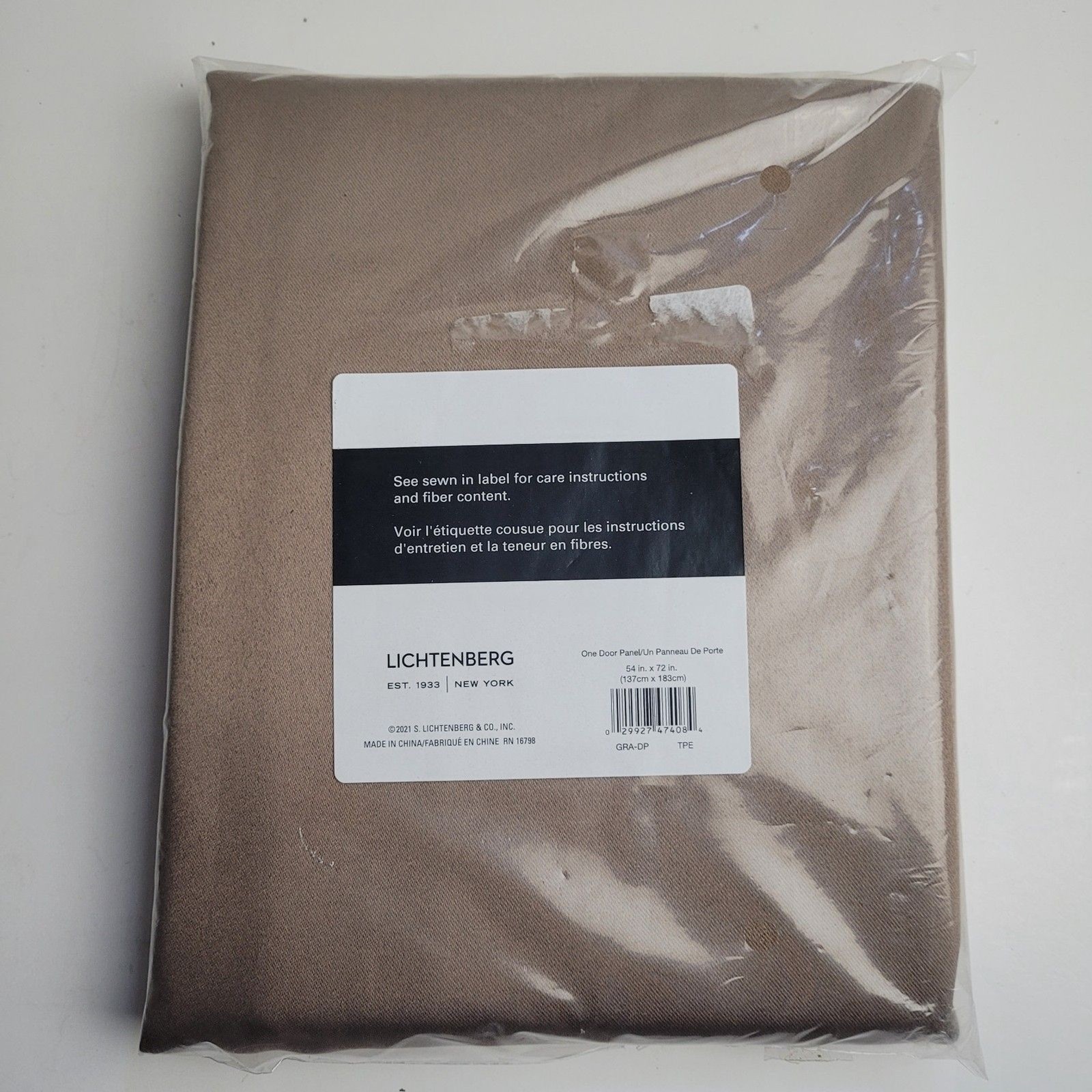 NEW Lichtenberg One Door Panel Taupe Brown 54 W in X 72 in L #CT3