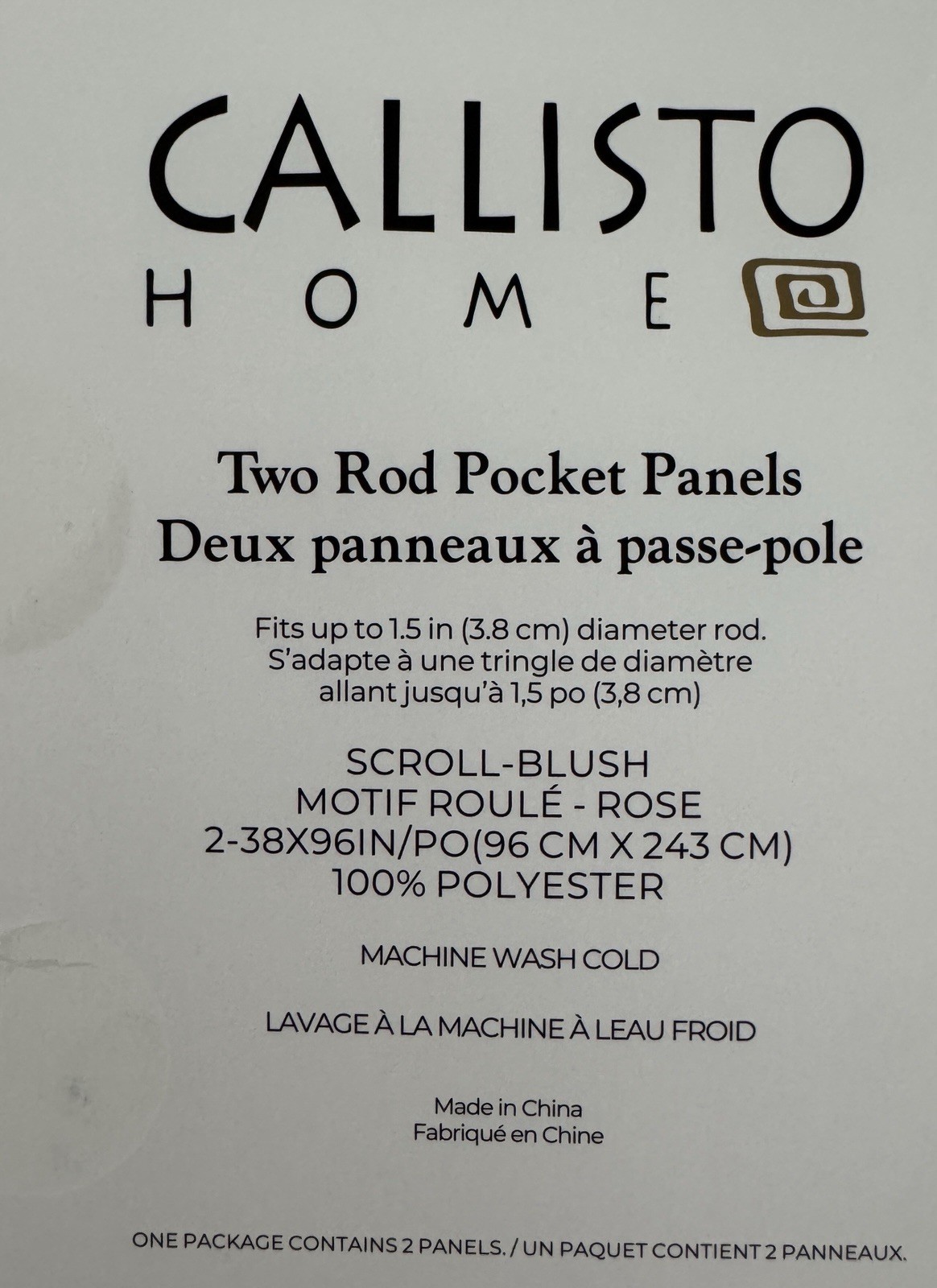 CALLISTO Window Curtains 2 Panels 38″ X 96″ Flowers Drapers Back Tab Blush Rose