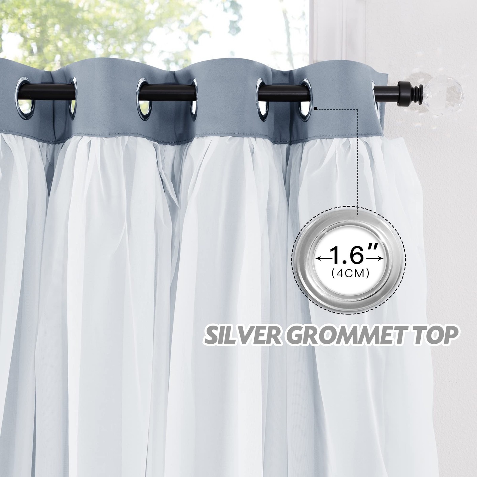 Pony Dance Ruffle Curtains Double Layers Sheer Overlay Elegant Decoration For