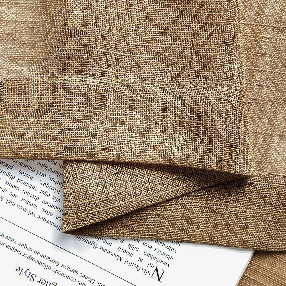 XTMYI Small Burlap Curtains for Kitchen Windows 25″W x 24″L (Pack of 2), Tan