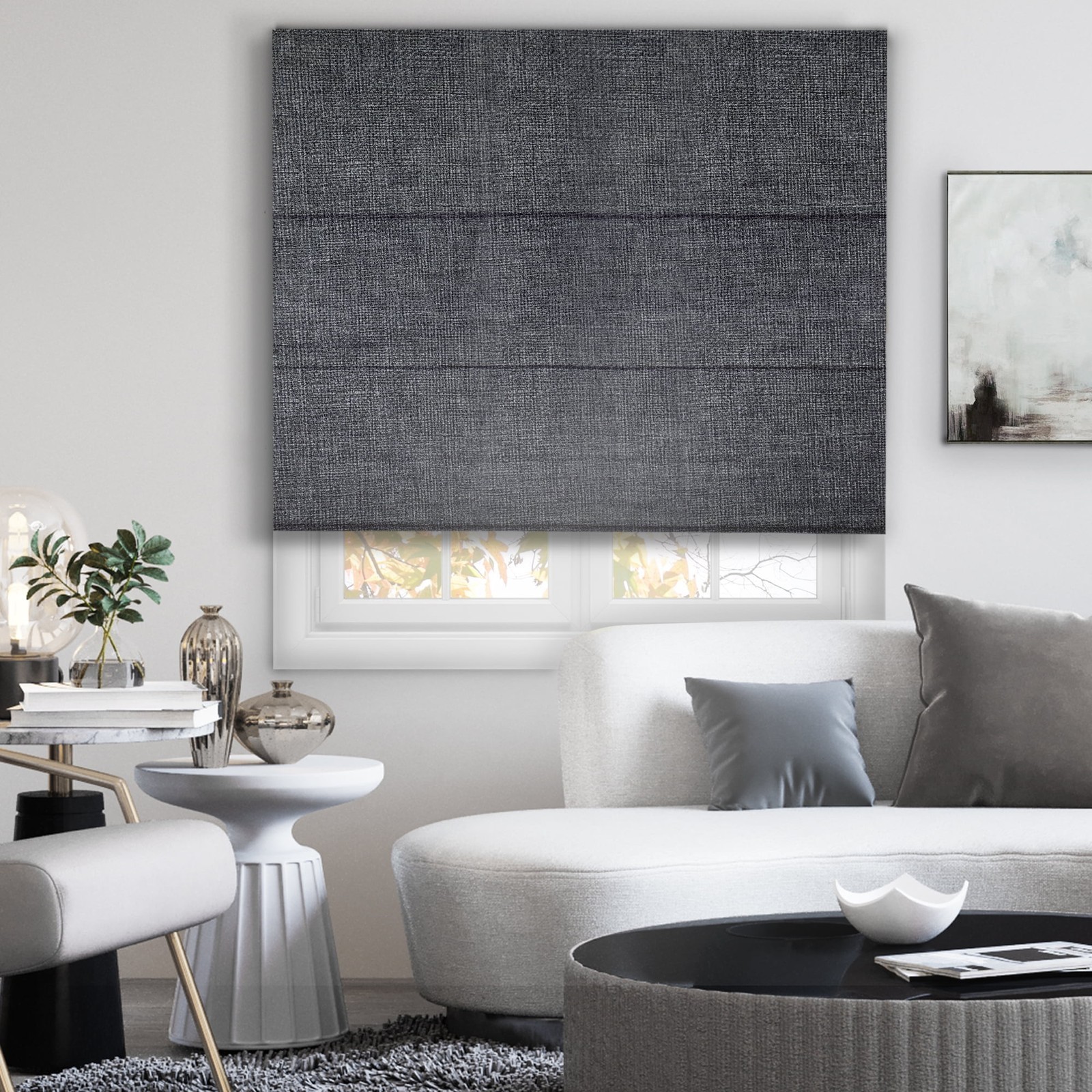 Cordless Roman Shade Blackout Lexington Pebble 23″W X 72″H