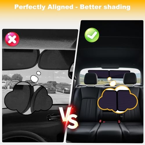 Square Car Window Shades for Windshield & Side Windows, 2-Pack Static Cling