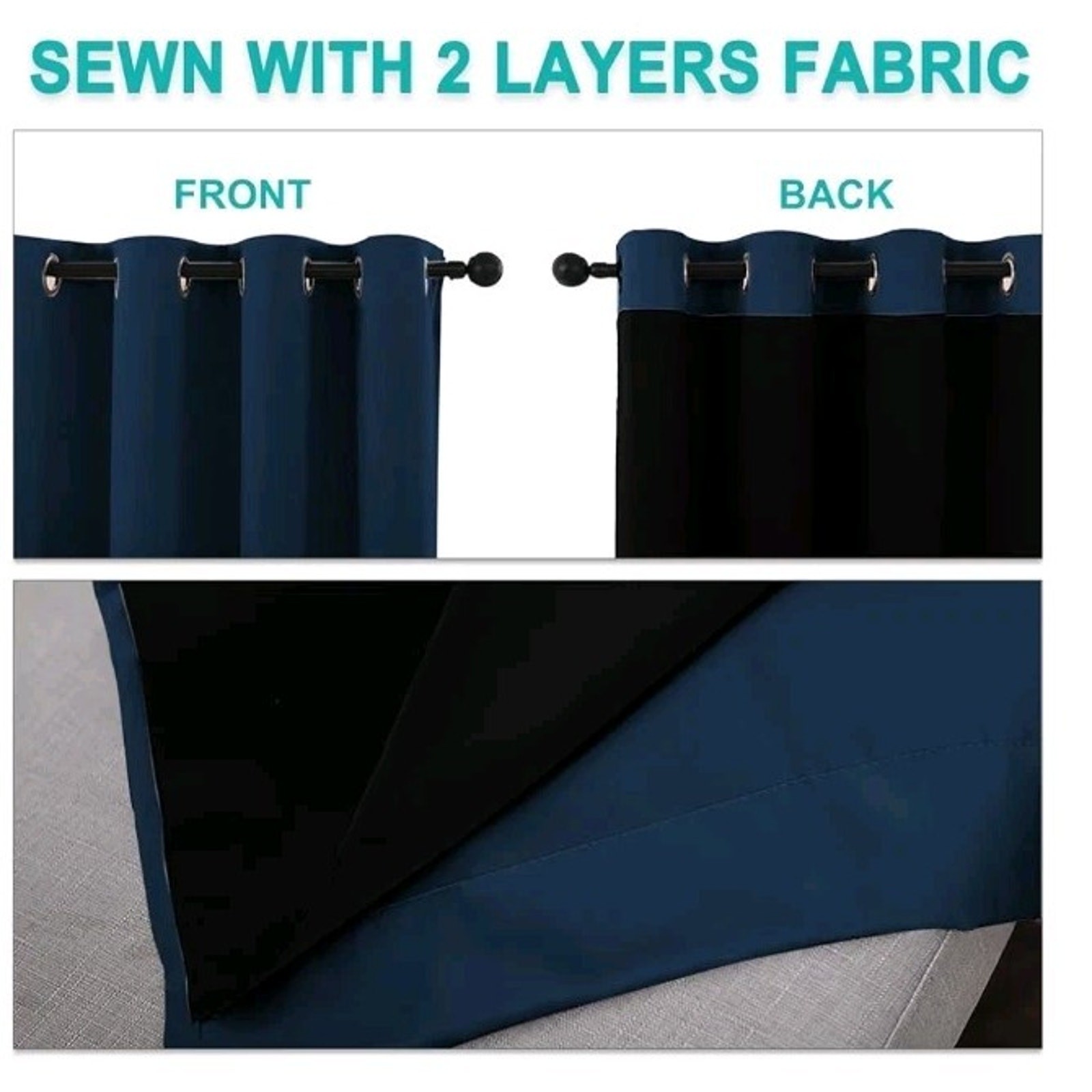 NEW NICETOWN Moroccan Blue 100% Blackout Curtain 42″ X 72″ Noise Reduction