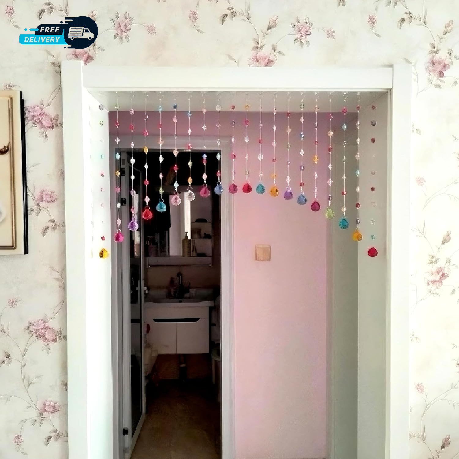 Crystal Beaded Curtain Multicolor Hanging Door Decoration Acrylic Balls Rainbow