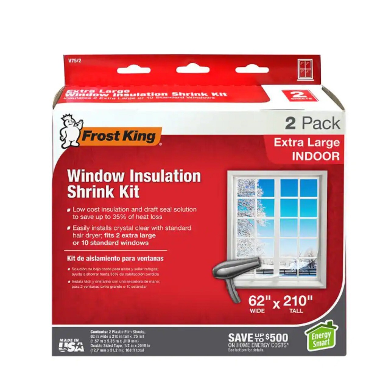 Frost King 62 in. x 210 in. Polyurethane Extra-Large Shrink Window Insulation