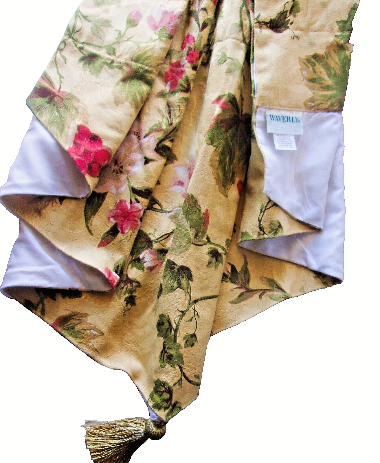 Vtg Waverly Lined Ascot Valance CHIANTI Grapes Floral Gold/Burgundy/Olive 1pc