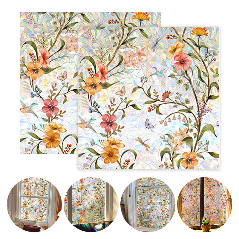 Static Cling Floral Window Film Glass Privacy Sticker Home Decoration US