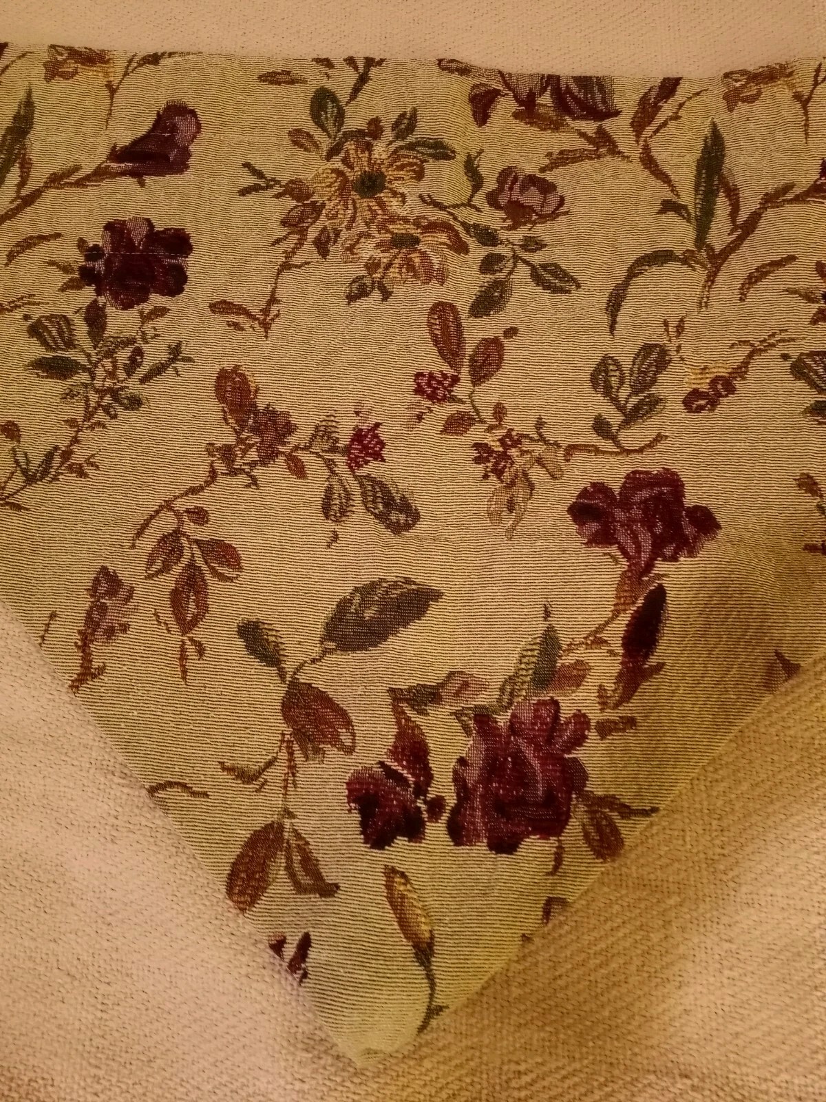 Pair (2) Floral Botanical Tapestry Valances 52 x 18″ Green Wine Taupe Beige