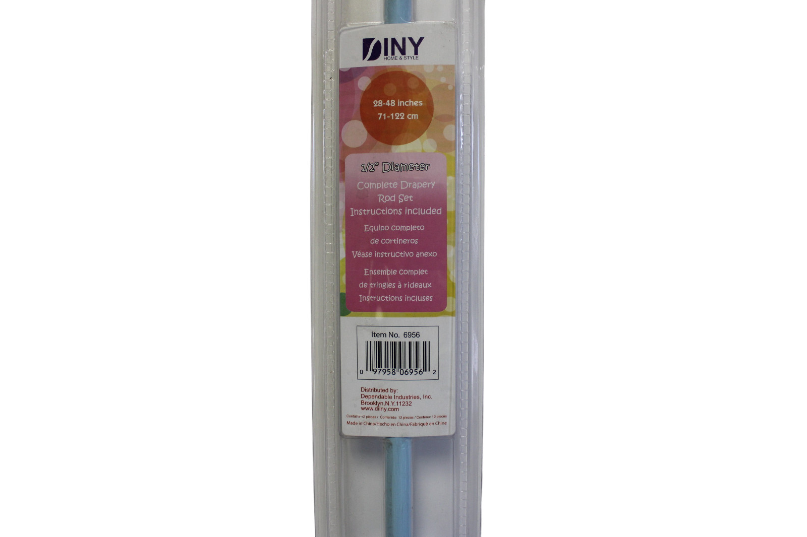 2 Pack Complete Drapery Curtain Rod Set Blue Size 28-48 inches