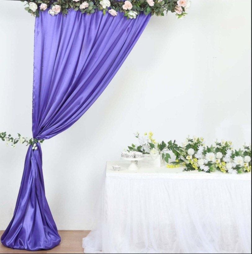 ❤️PURPLE BRIDAL SATIN CURTAIN 10ft DRAPE PANEL BACKDROP 60″ wide x 120″ L