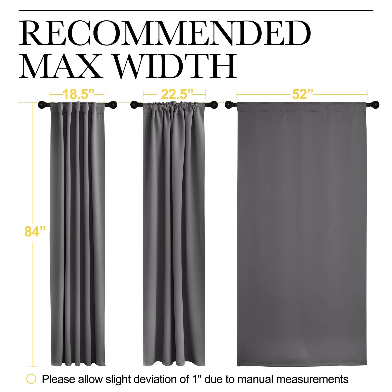 Light Reducing Curtain Panels Window Draperies – (Grey Color) 52×84 inch, 2 P…