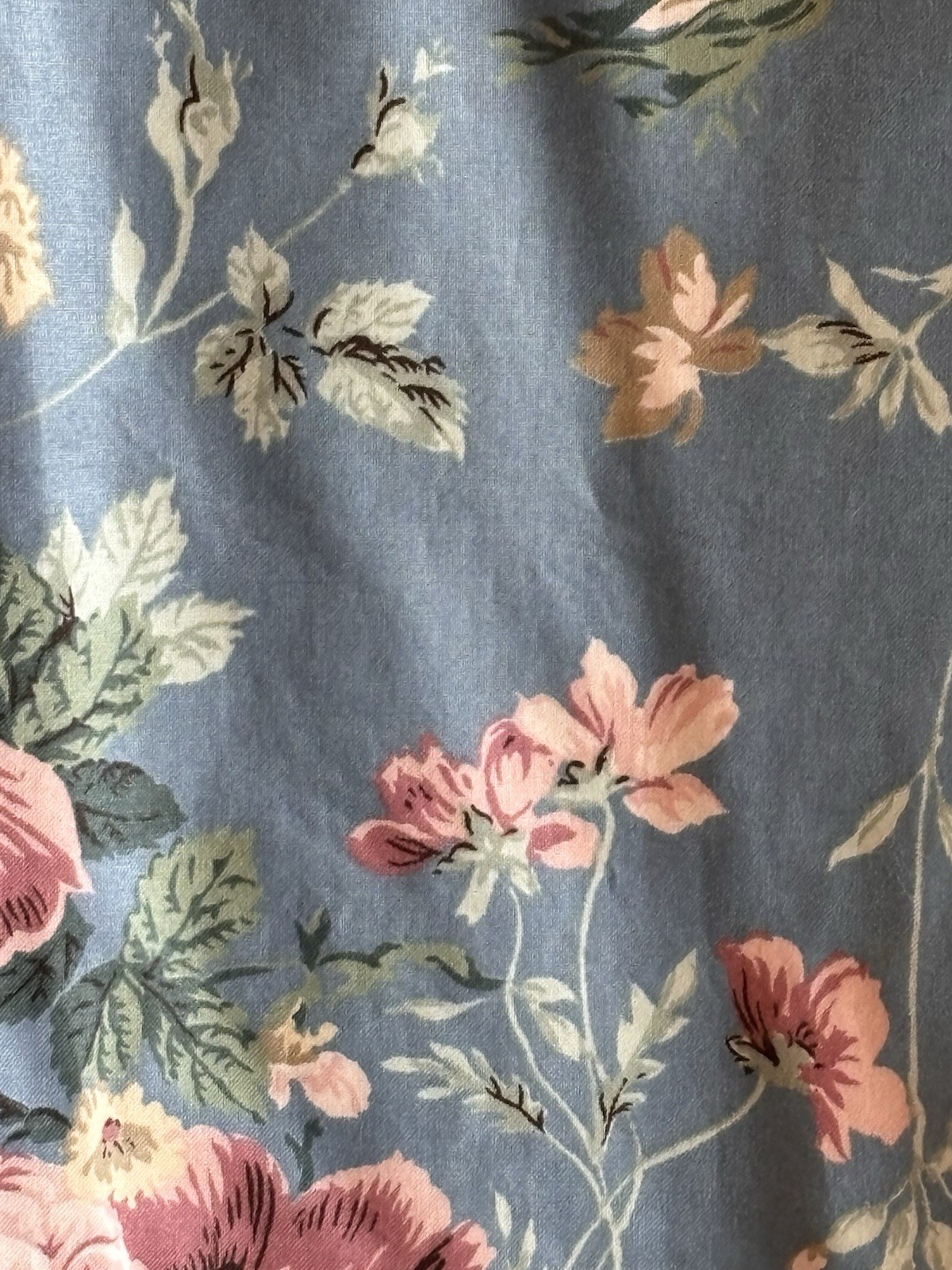 2 Pair Curtain Drapes Blue Pink White Chintz Floral 48”W Each Panel X88”L