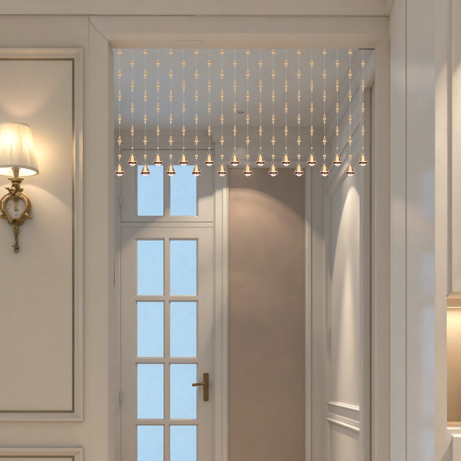 20/40 Line Crystal Beaded Curtain Hanging Door Glass Room Divider Festival Decor