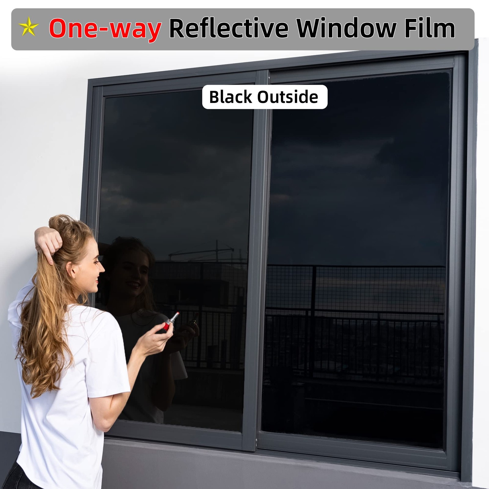 FuFin One-Way Window Privacy Film with Installation 17.5Inch×78.7Inch, Black