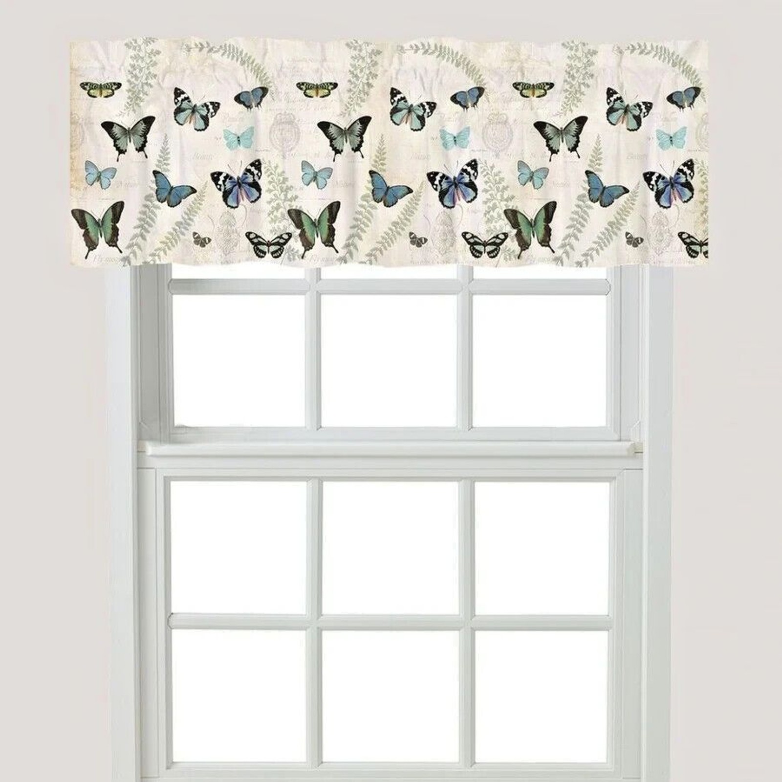 Laural Home Butterfly Ferns Window Valance Blue Cream 18 x 60-inch Gift NEW