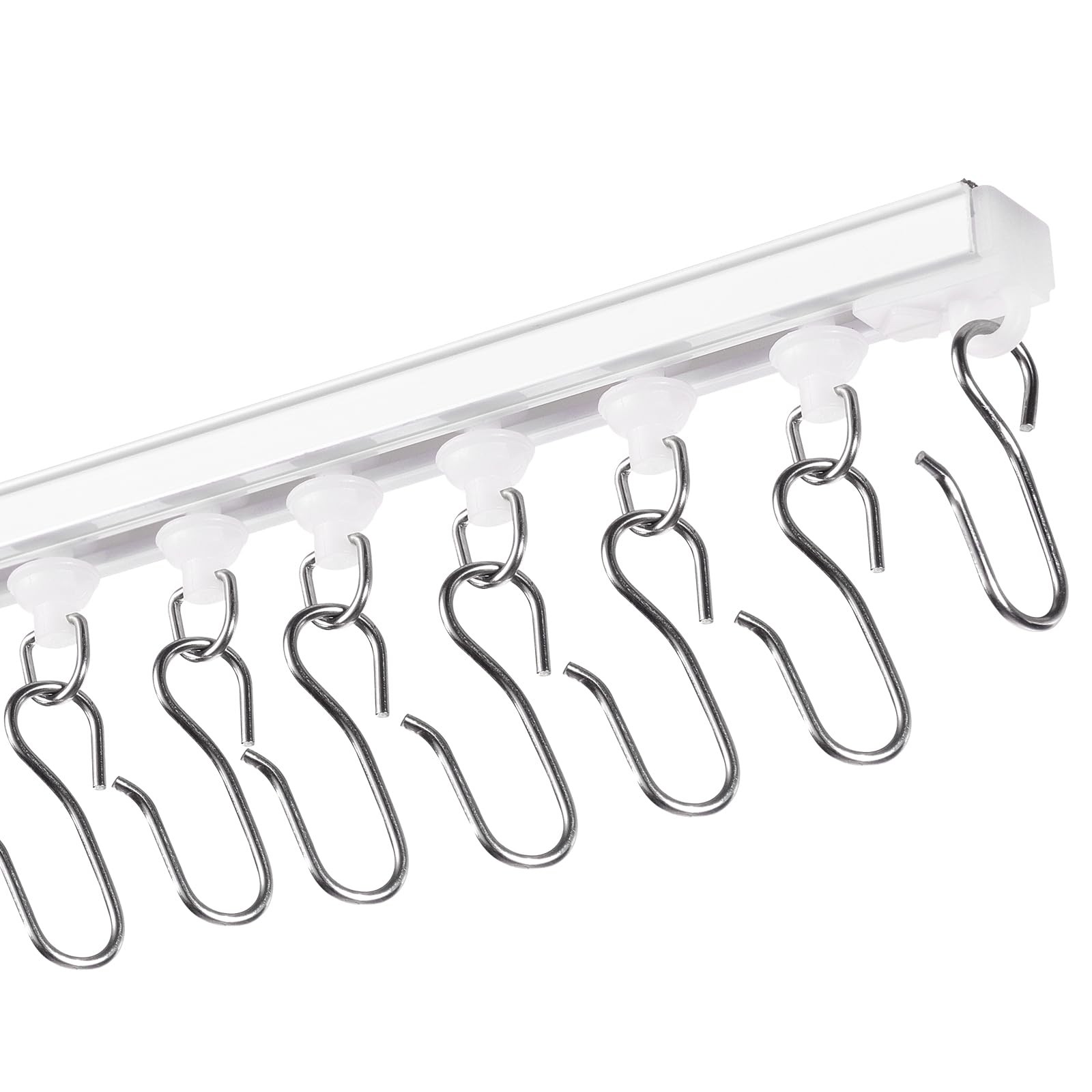 White Sliding Curtain Track System With 8 Customizable 14.8 Inch Lengths