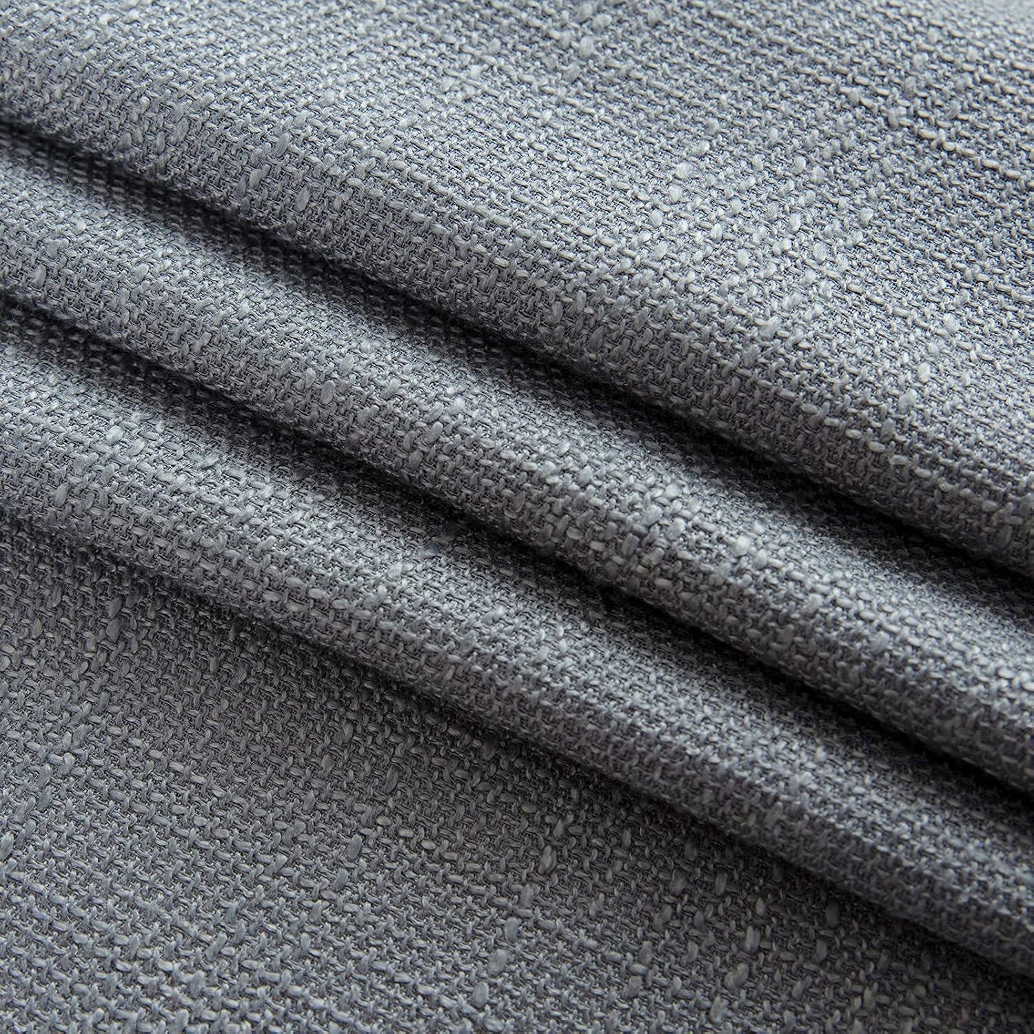 Elegant Grey Burlap Look Short Curtains – 45″ Rod Pocket Panels for Kitchen