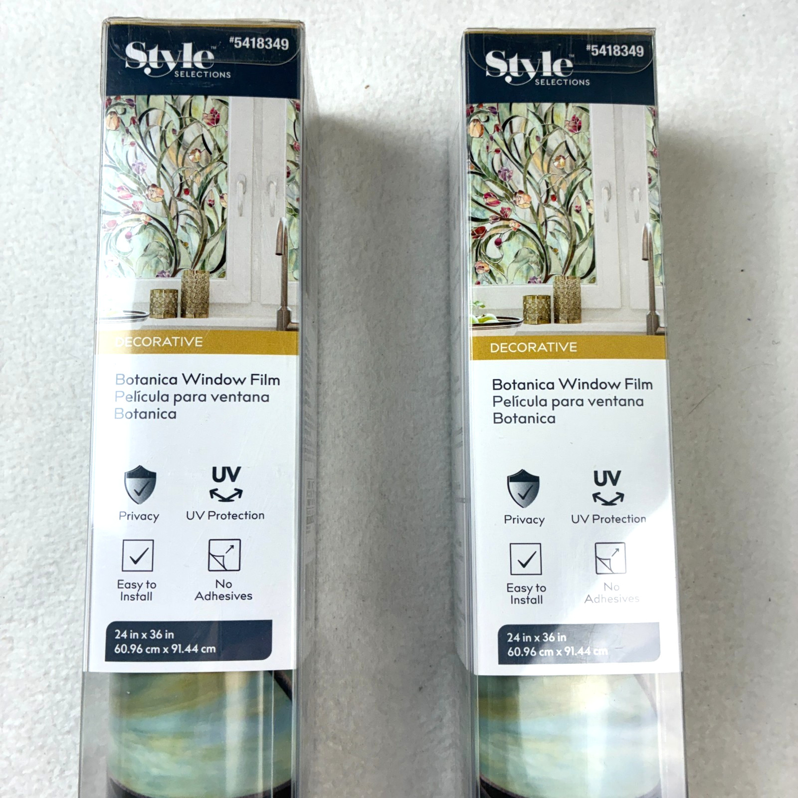 2 Style Selections Window Privacy Film Stained Glass Style 24 x 36 No Adhesives