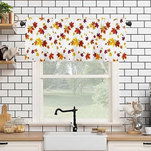 Fall Autumn Maple Leaves Kitchen Curtains 54″W x 18″L (Pack of 1) Fall 4