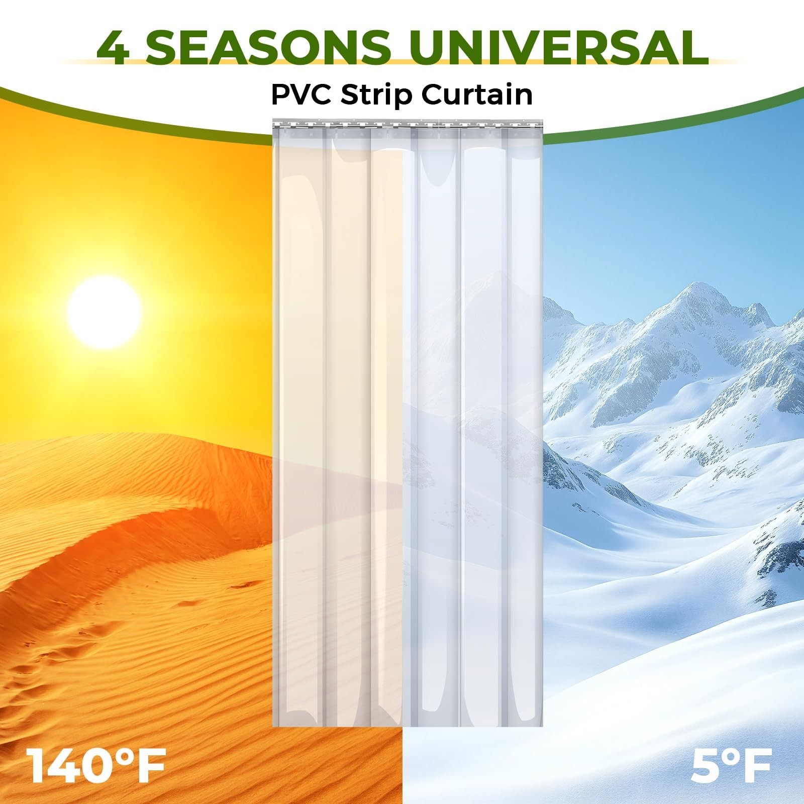 Heavy-Duty Clear PVC Strip Door Curtain 36×84″ Waterproof for Cooler, Freezer, G