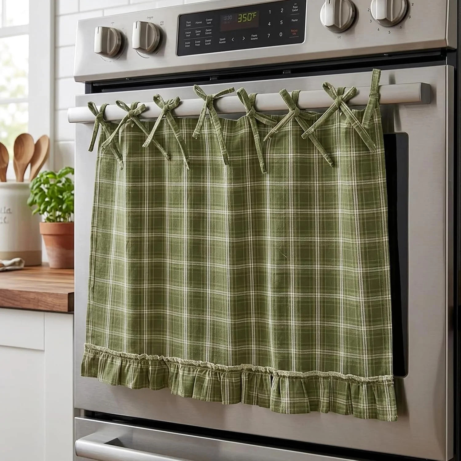 Oven Skirt, Oven Skirt Curtain for Door, Kitchen Decorative Cabinet Dish Washer