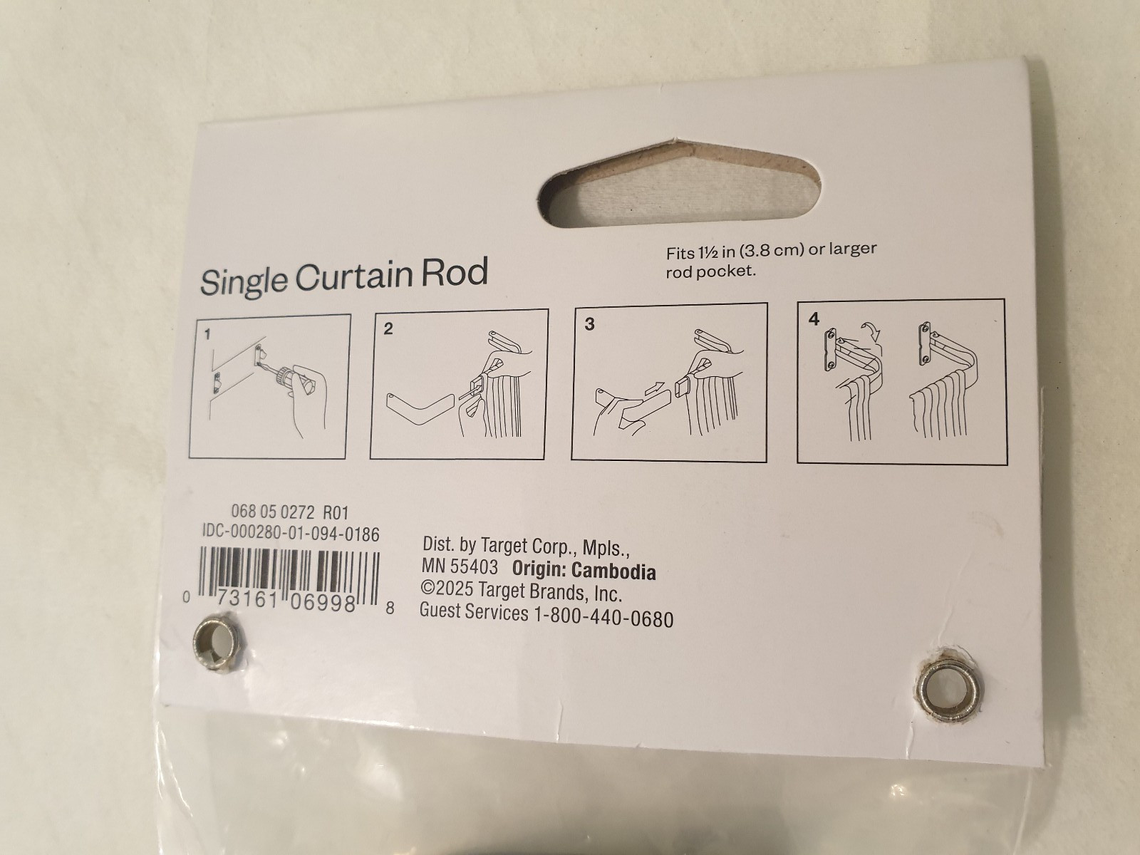 (3 pack) Dark Brown Room Essentials 28-48″ Basic Metal Adjustable Curtain Rod