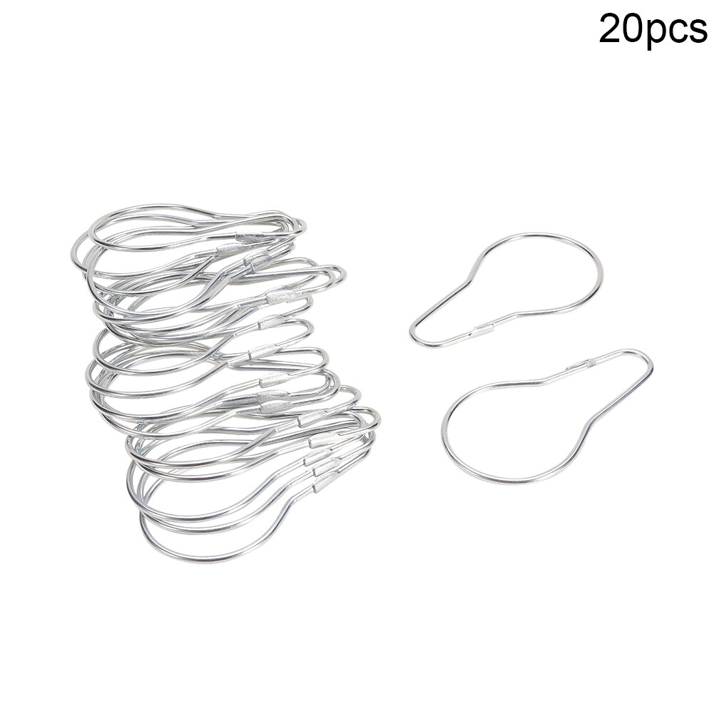 35mm Shower Curtain Rings Hooks Rustproof Bathroom Shower Rods Curtains Silver