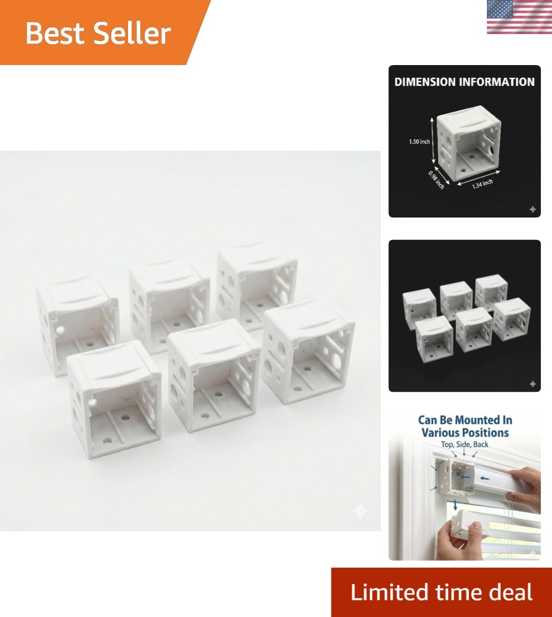 6 Pcs White Profile Box Mounting Brackets for 1 Inch Mini Blinds – Standard H…