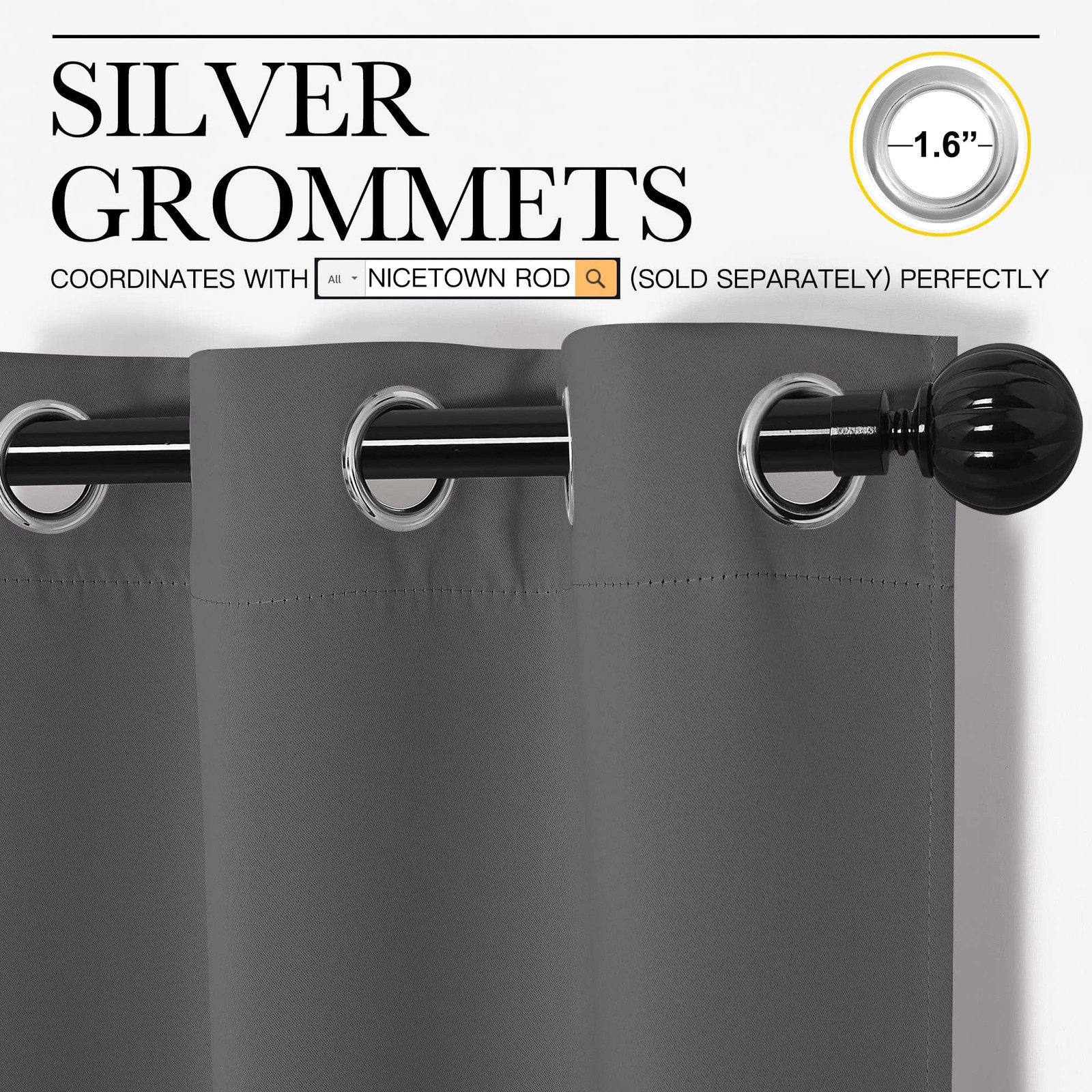 NICETOWN Thermal Insulated Grommet Blackout Curtains for Bedroom (2 Panels, W42