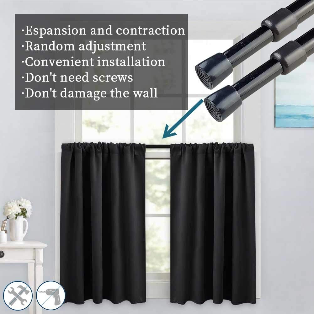 2 Pack Adjustable Curtain Rods 28â€“43″ Spring Tension Window Rods Black