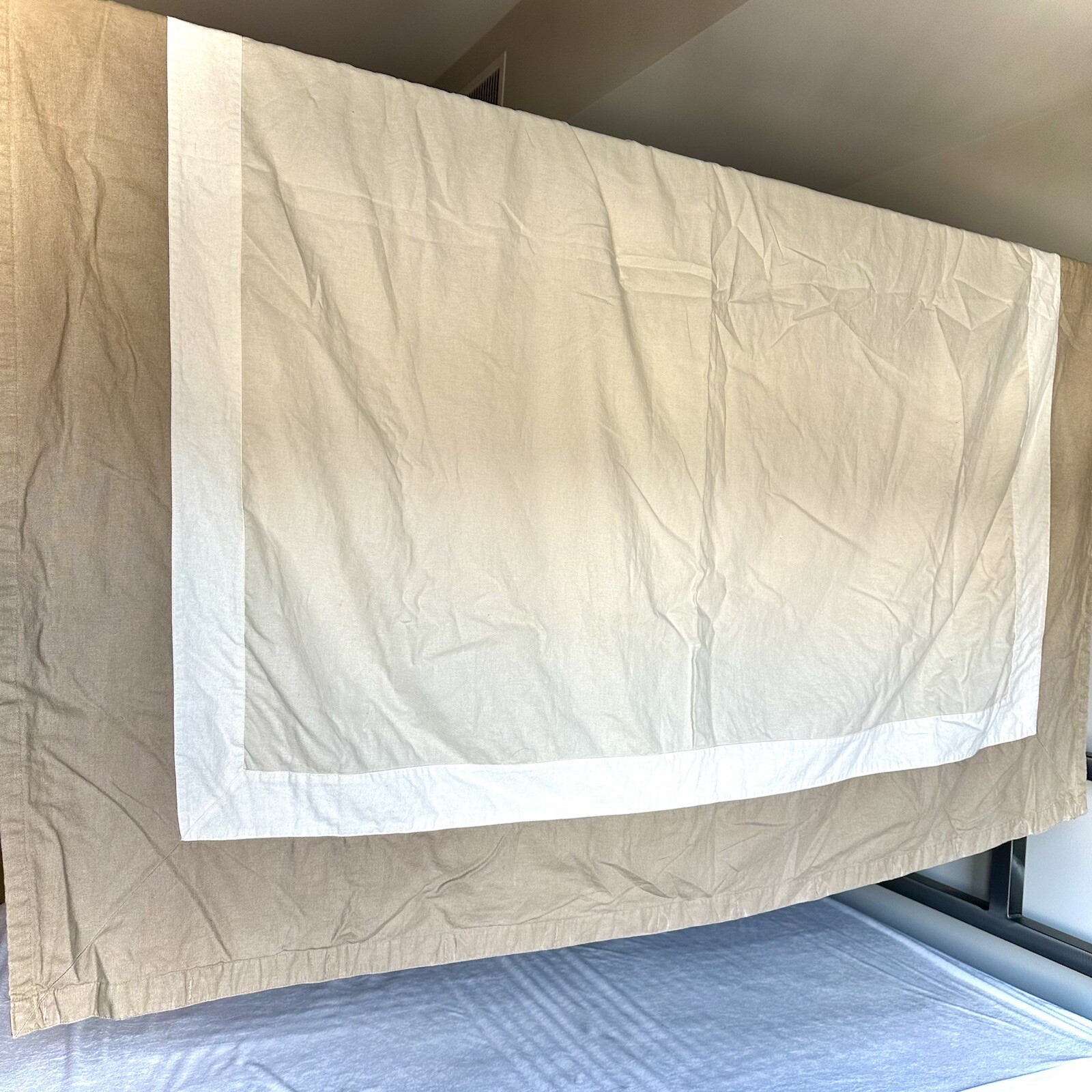 Fieldcrest Classic Curtain, Beige/white, Linen/cotton Blend 66×70